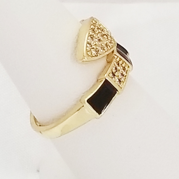 Snake Stackable Women's Ring.  Black. 14K Gold Plated. New - Picture 5 of 12